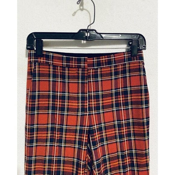 Zara Pants Womens Small Red Plaid Skinny Jogger Waist Pockets Academia Preppy - Picture 2 of 7